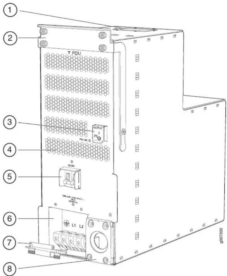 ① ② Y PDU OUTPUT P0-OK ① ③ ④ ⑤ ⑥ ⑦ ⑧ 200-240 / 10K-815V - 30/62.1kV L1 L2 9007200