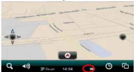 Screenshot of a mobile app interface showing navigation controls and map layout with date and time settings