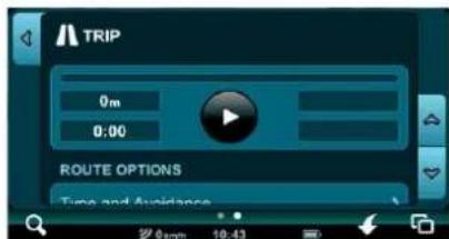 TRIP 0m 0:00 ROUTE OPTIONS Time and Avoidance