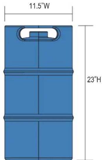 11.5"W 23"H