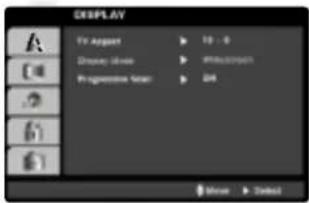 DISPLAY TV AppORT ▶ 10 - 0 Display Mode ▶ audioinput Progressive User ▶ 246 Show ▶ Cancel