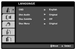 LANGUAGE OBD Disc Audio Disc Subtitle Disc Menu English Original Off Original Move Select