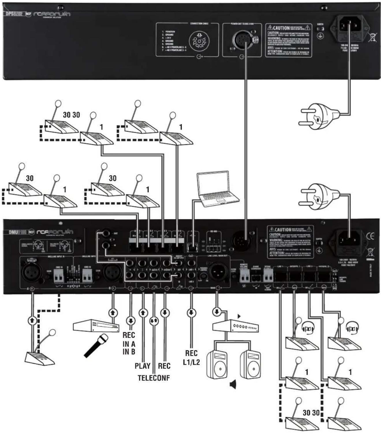RCF DPS 6202 - EXAMPLE OF CONNECTIONS - 1