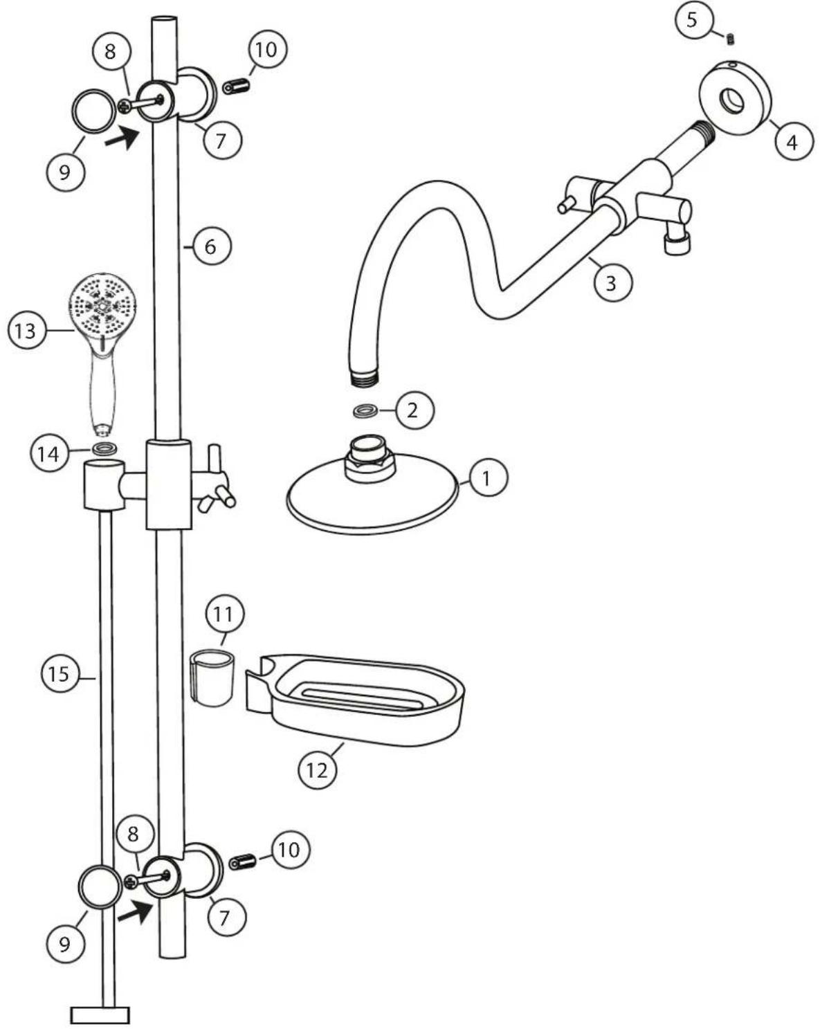Pulse ShowerSpas AquaRain 1019-CH - AquaRain Parts Legend - 1