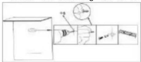 Technical diagram showing mechanical assembly with labeled components and motion indicators
