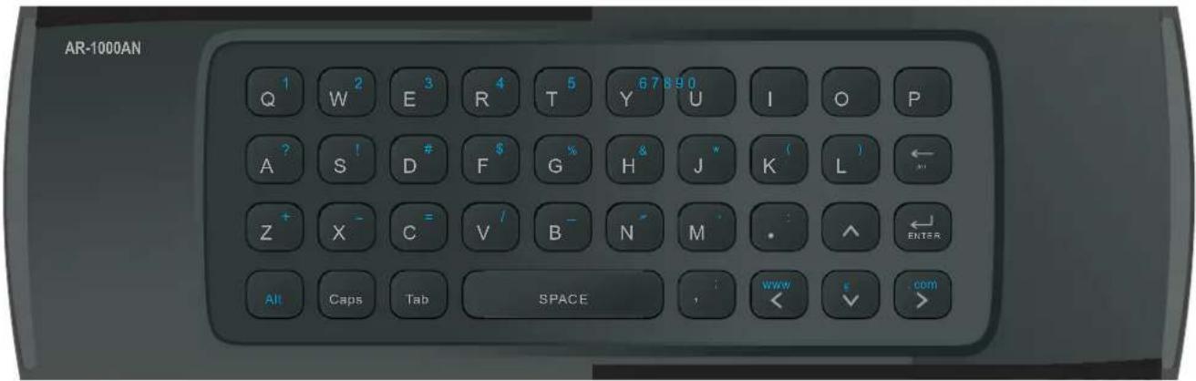 AR-1000AN Q 1 W 2 E 3 R 4 T 5 Y 6 7 8 9 0 U I O P A ? S ! D # F $ G % H & J K ( ) ← Z + X - C = V / B - N M . ^ ← ENTER All Caps Tab SPACE . WWW < < com >