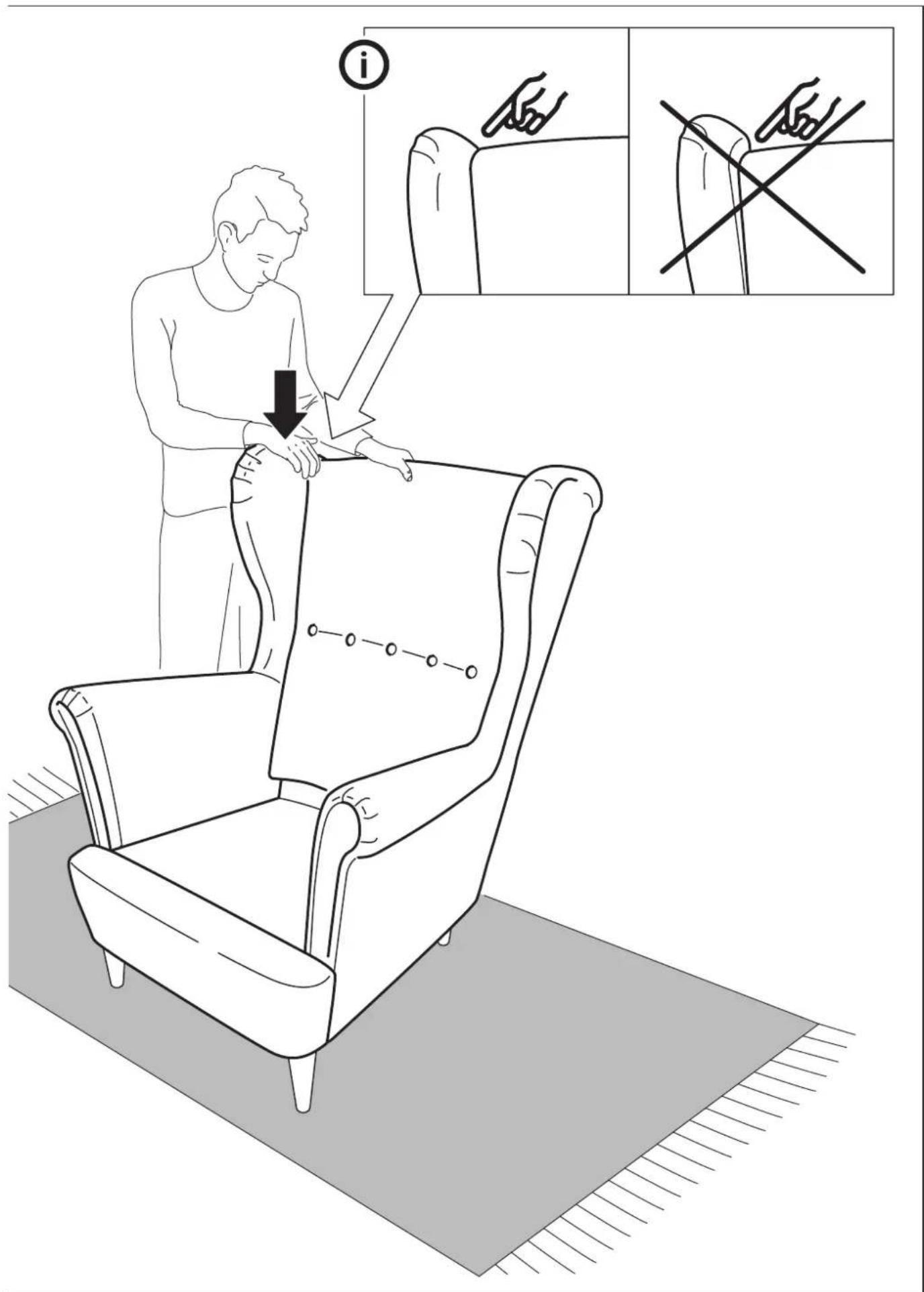 Illustration showing a person adjusting armrests on a sofa with instructional annotations in Chinese.