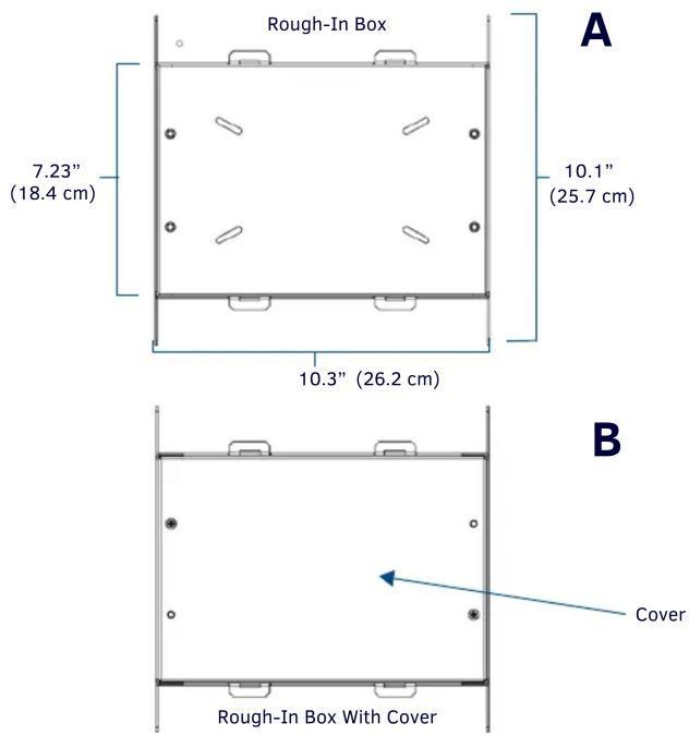Rough-In Box 7.23" (18.4 cm) 10.3" (26.2 cm) 10.1" (25.7 cm) B Cover Rough-In Box With Cover