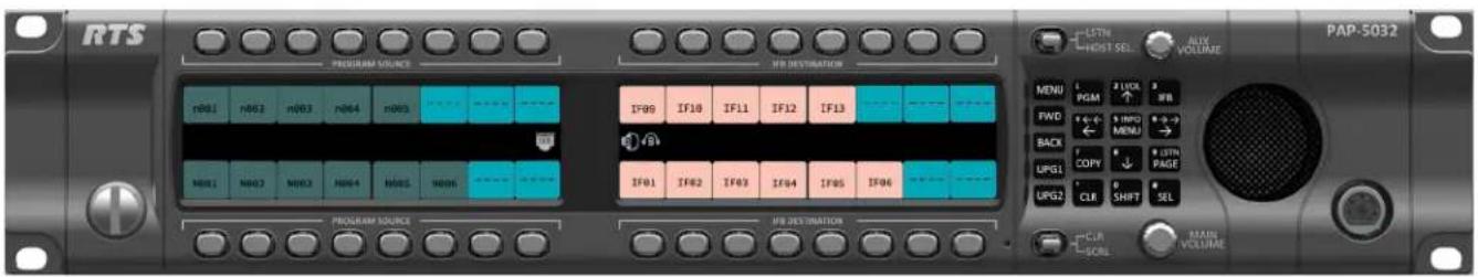 RTS PROGRAM SOURCE n801 n802 n803 n804 n805 IF99 IF10 IF11 IF12 IF13 IF01 IF02 IF03 IF04 IF05 IF06 PROGRAM SOURCE IFB DESTINATION IFB DESTINATION LSTM HOST SEL ALIX VOLUME PAP-S032 MENU PGM FWD BACK UPG1 UPG2 CLR CCLR SCRL RASS VOLUME