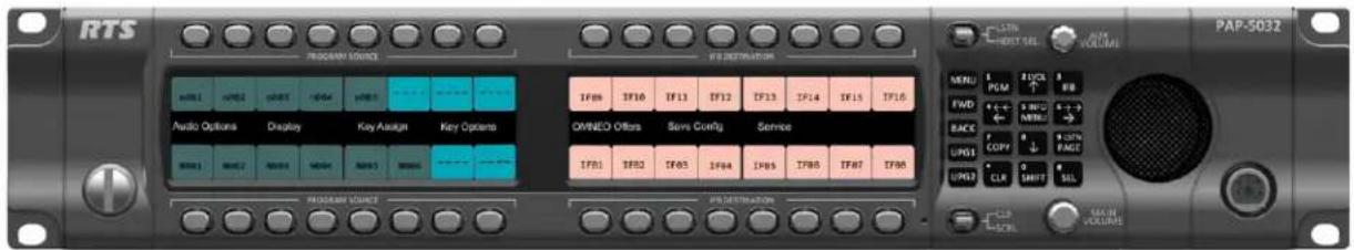 RTS PROGRAM SOURCE Audio Options Display Key Assign Key Options PROGRAM SOURCE PROGRAM SOURCE IFN DETRINATION IFN 1 IFN1 IFN2 IFN3 IFN4 IFN5 IFN6 IFN7 IFN8 IFN9 IFN10 IFN11 IFN12 IFN13 IFN14 IFN15 IFN16 OMNEO Options Save Config Service IFN1 IFN2 IFN3 IFN4 IFN5 IFN6 IFN7 IFN8 IFN1 I FND I VOUT IFN2 I VOUT IFN3 I VOUT IFN4 I VOUT IFN5 I VOUT IFN6 I VOUT IFN7 I VOUT IFN8 I VOUT PAP-5032 MENI PCM RFB FWD S NFE BACK COPY S LDT LPG1 F PAGE UPLD CLR SHMT SEL CLR MAIN VOLUME