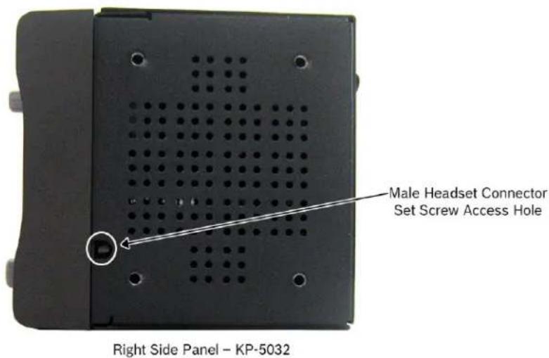 Male Headset Connector Set Screw Access Hole Right Side Panel - KP-5032