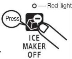 Press ICE MAKER OFF Red light