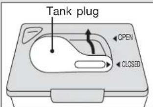 Tank plug OPEN CLOSED