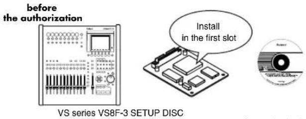 before the authorization Install in the first slot VS series VS8F-3 SETUP DISC
