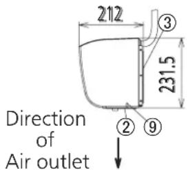 212 ③ 231.5 Direction of Air outlet ② ⑨