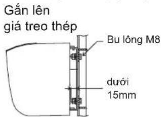 Gắn lên giá treo thép Bu lông M8 dưới 15mm