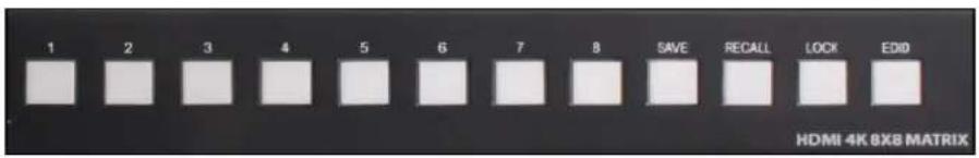 1 2 3 4 5 6 7 8 SAVE RECALL LOCK EDIO HDMI 4K 8XB MATRIX