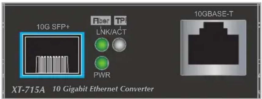 10G SFP+ Fiber TPB LNK/ACT PWR 10GBASE-T XT-715A 10 Gigabit Ethernet Converter