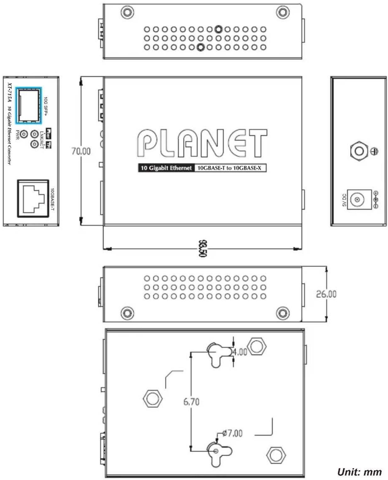 Planet XT-715A - Physical Dimensions - 1