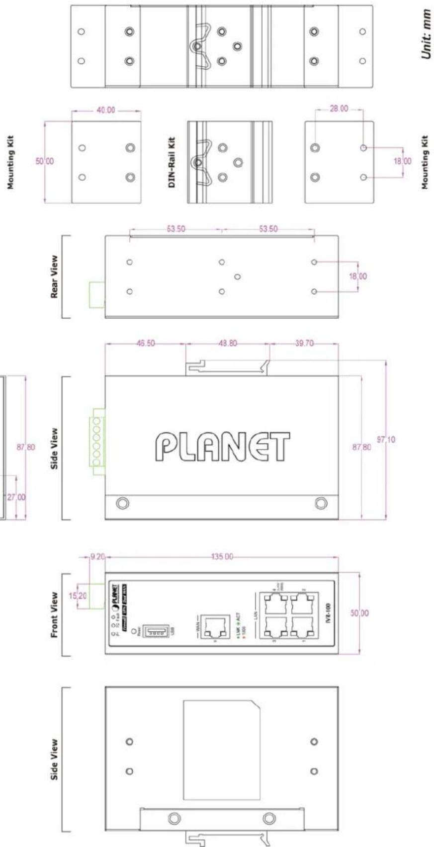 Planet IVR-300W - Dimensions - 1