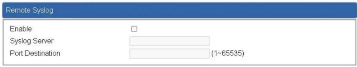 Remote Syslog Enable Syslog Server Port Destination (1~65535)