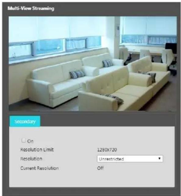 Multi-View Streaming Secondary On Resolution Limit 1280x720 Resolution Unrestricted Current Resolution Off