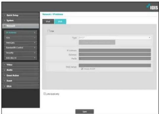 IDIS Network / IP Address Plot Plot Type IP-CP IP Address Gesamt Peds DNS Manager IP User ID=CP Link local only Save