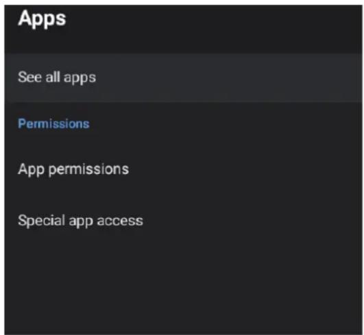 Apps See all apps Permissions App permissions Special app access