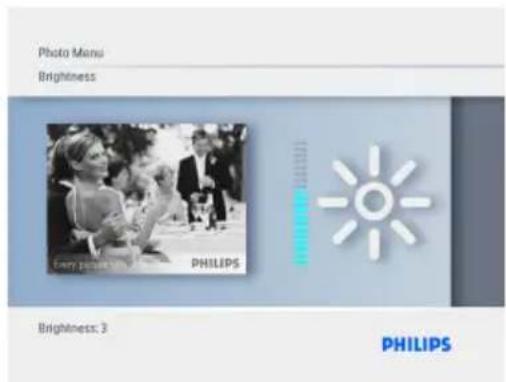 Photo Menu Brightness Every photo PHILIPS Brightness: 3 PHILIPS