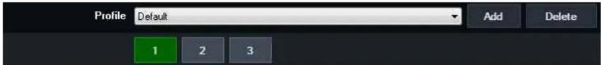 Profile Default Add Delete 1 2 3