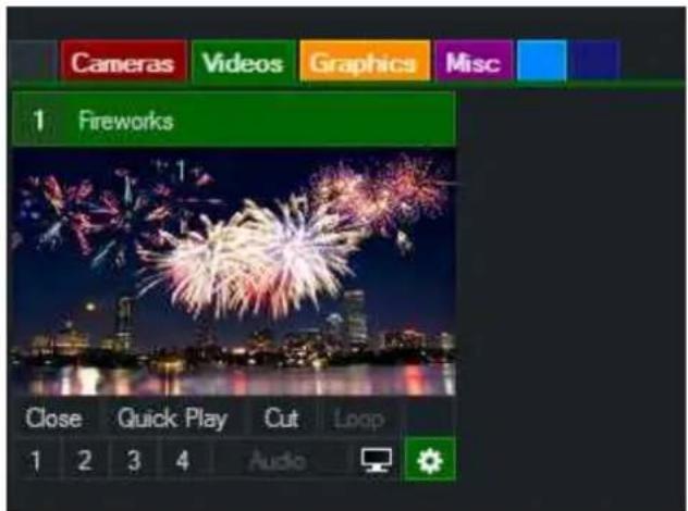 Cameras Videos Graphics Misc 1 Fireworks Close Quick Play Cut Loop 1 2 3 4 Audio