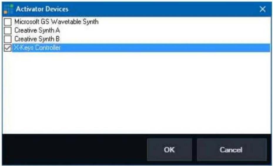 Activator Devices Microsoft GS Wavetable Synth Creative Synth A Creative Synth B X-Keys Controller OK Cancel