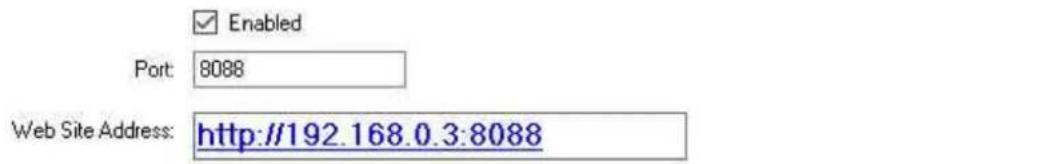 Enabled Port: 8088 Web Site Address: http://192.168.0.3:8088