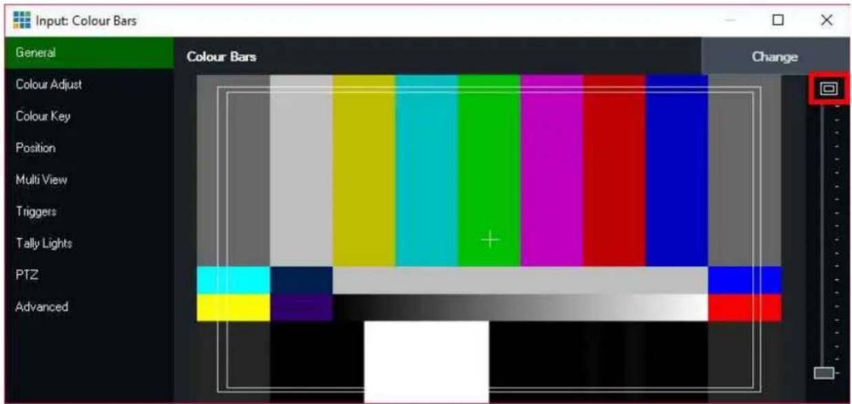 Input: Colour Bars General Colour Bars Change Colour Adjust Colour Key Position Multi View Triggers Tally Lights PTZ Advanced