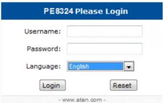 PE8324 Please Login Username: Password: Language: English Login Reset - www.aten.com -