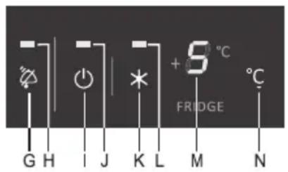 G H I J K L M N + 5 °C FRIDGE °C