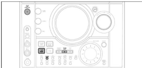 Technical diagram of a device control panel with labeled buttons and gauges