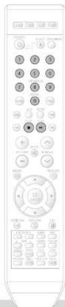 Front panel of a remote control with numbered keypad and function buttons