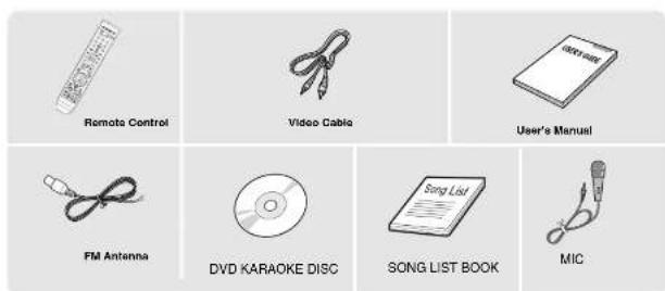Remote Control Video Cable User's Manual FM Antenna DVD KARAOKE DISC SONG LIST BOOK MIC