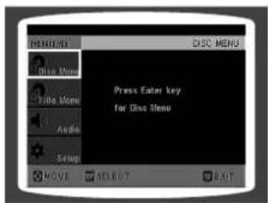DISC MENU Press Eater key for Disc Menu