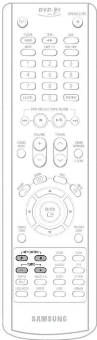 DVD-OK OPEN/CLOSE C/D TUNER BAND SLEEP TAPE TAPE 1/2 AUX DISC HOP 1 2 3 4 5 6 7 8 9 CANCEL 0 RESTORVE DVD-OK/DVD/TAPE/TUNER VOLUME TURING TUNER MEMORY E. SCAN ENTER SEARCH RONG FAVONTE SONG KEY CONTROL B #MPO TMEMI REPEAT A-R AUDIO ST VIEW MAKE MODE REPEAT LOGO REMAIN SAMSUNG
