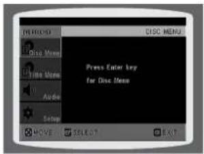 PRESS ENTER KEY FOR DISC MENU