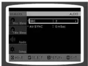 AUDIO MHz : 2 AV-SYNC : 0mSec Audio Setup MOVE SELECT RETURN EXIT