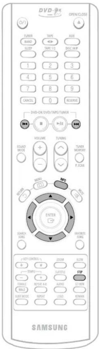 DVD-OK OPEN/CLOSE OVI TUNER BAND SLEEP TAPE TAPE 1/2 DISC HELP 1 2 3 4 5 6 7 8 9 CANCEL 0 RESERVE DVD-OK/DVD/TAPE/TUNER VOLUME TUNING SOUND MODE + - TUNER MEMORY P.SCAN MONG INFO NEXT ENTER SEARCH SONG FROVERE TONG SAMSUNG