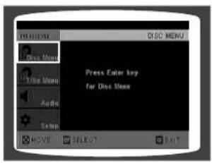 POTELON DISC MENU Press Cater key for Disc Stee Diss Menu Audio Setup MOVE SELECT BAIT