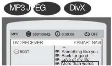 MP3 JPEG DivX MP3 0001/0042 0:00:09 OFF DVD RECEIVER • SMART NAVI ROOT Something like you Back for good Love of my life More than words