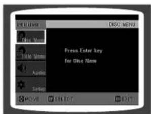 Open Menu Audio Set up Press Enter key for Disc Menu