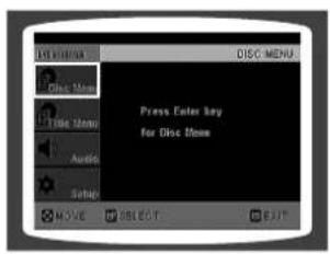 DISCUSSIONS Disc Menu Press Enter key for Disc Move Movie Audio Setup MOVE SELECT EXIT