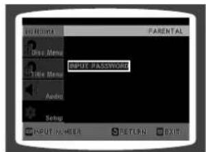 INPUT PASSWORD Diss Menu Title Menu Audio Setup INPUT NUMBER RETURN EXIT