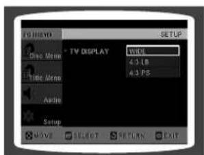 TOMO DO NOT Doc Menu Time Menu Audio Setup TV DISPLAY WIRE 4.3 Lb 4.3 PS MOVE SELECT RETURN EXIT SETUP